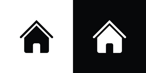 Two Simple House Icon Home Button with Transparent Background,