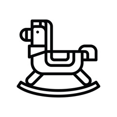 Black Outline Icon of a Rocking Horse Toy on a Transparent Background Perfect for Baby Shower Themes and Childhood Symbolism