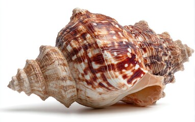 Seashell's Natural Artistry: A detailed depiction of a conch shell. It showcases intricate patterns and earthy tones. Its spiral shape highlights the beauty of nature's design. 