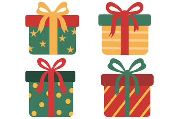 Christmas gift boxes element set. Suitable for clip art, stickers, flat design illustration, etc