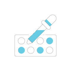 Blue Pencil Erasing Dots and Lines on White Background Simple Icon Represents Correction and Editing Process