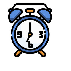 Blue Retro Alarm Clock With Twin Bell And Orange Accent On A White Background