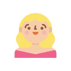 Blonde Haired Woman With Pink Dress And Smiling Face Avatar Icon With Transparent Background And Outline