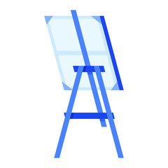 Blue Abstract Art Easel With White Canvas Displaying Light Blue Hues On Transparent Background Clean Design