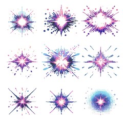 Pixel Art Explosion Magical Blast 18bit 16bit Isolated Retro RPG Video Game Asset 