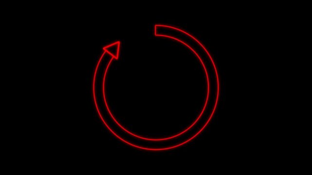Abstract pink color refresh with reload animation icon round loading arrow rotate circle animated .animated glowing circle loading icon on black background 4k video.