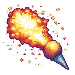 Pixel Art Explosion Magical Blast 18bit 16bit Isolated Retro RPG Video Game Asset 