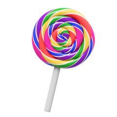 Colorful Swirl Lollipop Candy With Transparent Background Isolated On Black