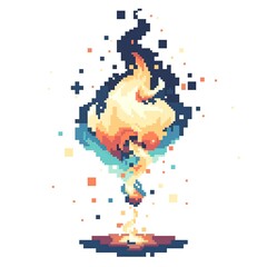 Pixel Art Explosion Magical Blast 18bit 16bit Isolated Retro RPG Video Game Asset 