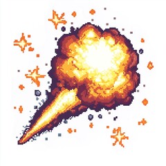 Pixel Art Explosion Magical Blast 18bit 16bit Isolated Retro RPG Video Game Asset 
