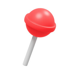 Red Round Lollipop Candy on a White Stick on a Transparent Background with Soft Lighting Ideal for Childrens Treats and Sweet Confections