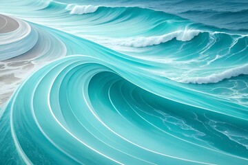Turquoise ocean waves crashing and swirling with white foam in a dynamic sea landscape