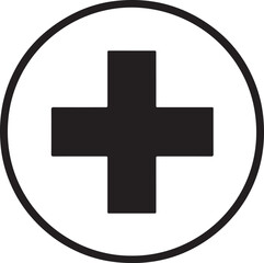 Obraz premium Hospital cross sign vector, minimal black and white symbol 