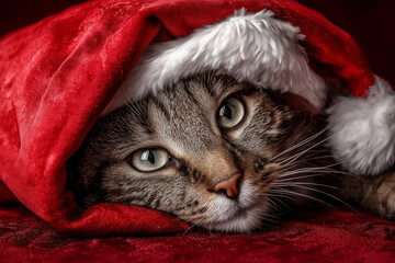 cat in santa hat