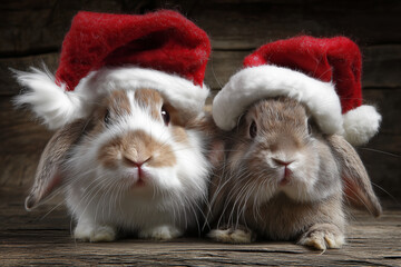 rabbit in santa hat