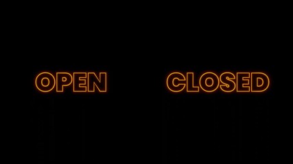 animation neon text open and closed sign - Powered by Adobe