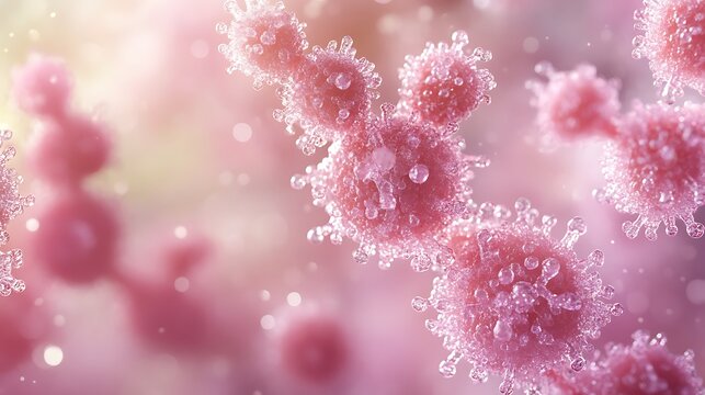 Pink Bacteria Cells Closeup Science.