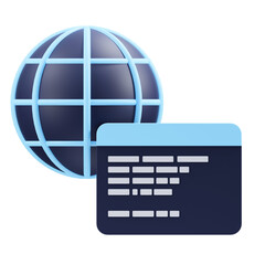 3D Globe With Digital Code Screen Displaying Global Network Connectivity And Internet Data On Transparent Background