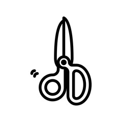 Stylized Black Outline Icon of Open Scissors With Round Handles Isolated on a Transparent Background