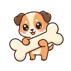 Adorable cartoon puppy with a bone