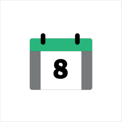 Simple flat design calendar icon showing the number 8.