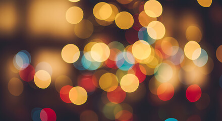 Fototapeta premium Golden Orbs of Light: A mesmerizing display of bokeh, where radiant circles of light create an ethereal atmosphere of joy and enchantment.