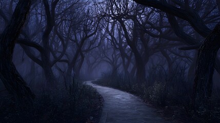 Dark forest path wallpaper background image spooky woods trees nature photography scene
