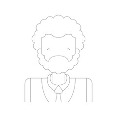 Stylized Outline Portrait of a Man Wearing Glasses and a Suit with a Tie Against a Transparent Background