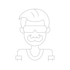 Stylized Portrait of a Man with Mustache and Dotted Outline Against a Transparent Background Featuring Minimalist Facial Features and Hairline Detail