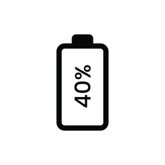 Battery icon. Battery level indicator. Full battery indicator or low battery indicator. Power level symbol. Energy-packed illustration. Simple vector design.