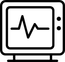 ECG monitor screen line icon, black and white
