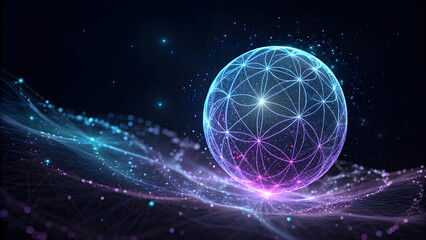 Glowing futuristic orb with network connections in space