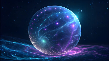 Obraz premium Mystical cosmic egg glowing with nebula energy and stars