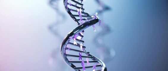 A conceptual animation combining a DNA helix with awareness ribbons, symbolizing the genetic fight against cancer and the hope found in research. - Powered by Adobe