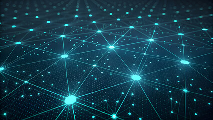 Abstract network of glowing blue nodes and connections