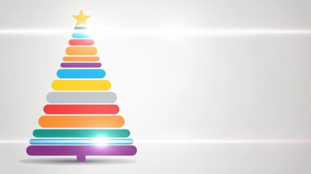 Modern colorful abstract Christmas tree design on a light gradient background with subtle lens flares, festive holiday vector illustration.