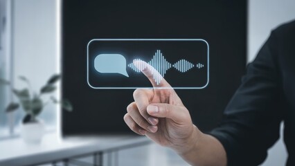 Voice assistant activation at your fingertips, modern technology for seamless communication with voice command