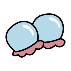 Two Light Blue Round Shaped Objects With Pink Bottoms Isolated On White Background Representing Simple Graphic Elements