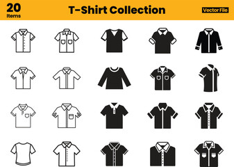 Apparel Vector Set &ndash; Polos, V-Necks, Button-Ups, and Long Sleeve T-Shirt Illustrations for Fashion Design, Lifestyle
