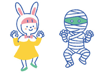Halloween Rabbit Man and Mummy Man_Color