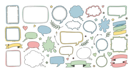 Hand Drawn Doodle Style Vector Illustration Set with Charming and Organic Decorative Elements