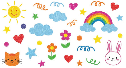 Obraz premium Colorful Collection of Cheerful Graphic Elements Vector Illustration