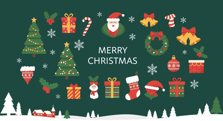 Fototapeta premium Charming Festive Doodle Vector Art Collection with Decorative Holiday Elements