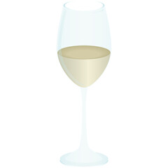 Clear Flute Glass Filled With Pale Yellow Beverage Isolated On White Background With Soft Light Reflections On Stem
