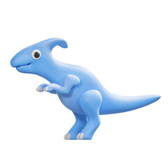 A Light Blue Dinosaur Toy with a Textured Surface Stands Against a Transparent Background