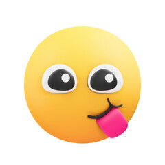 Goofy Yellow Emoji Face With Eyes Crossed and Tongue Sticking Out on Transparent Background Fun and Playful Expression