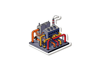 Fototapeta premium Isometric Illustration of a Factory with Pipes and Chimney