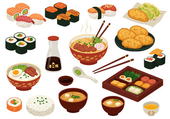 Variety of Japanese Cuisine Sushi, Ramen, Bento, and More
