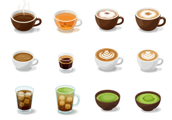 Diverse Collection of Coffee and Tea Drinks A Warm Beverage Assortment