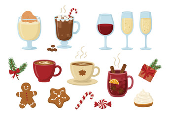 Festive Holiday Drinks Collection Mulled Wine, Eggnog, Hot Chocolate & More